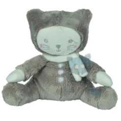 Tex Petit Chat Mini Peluche Gris Beige Blanc 15 Cm