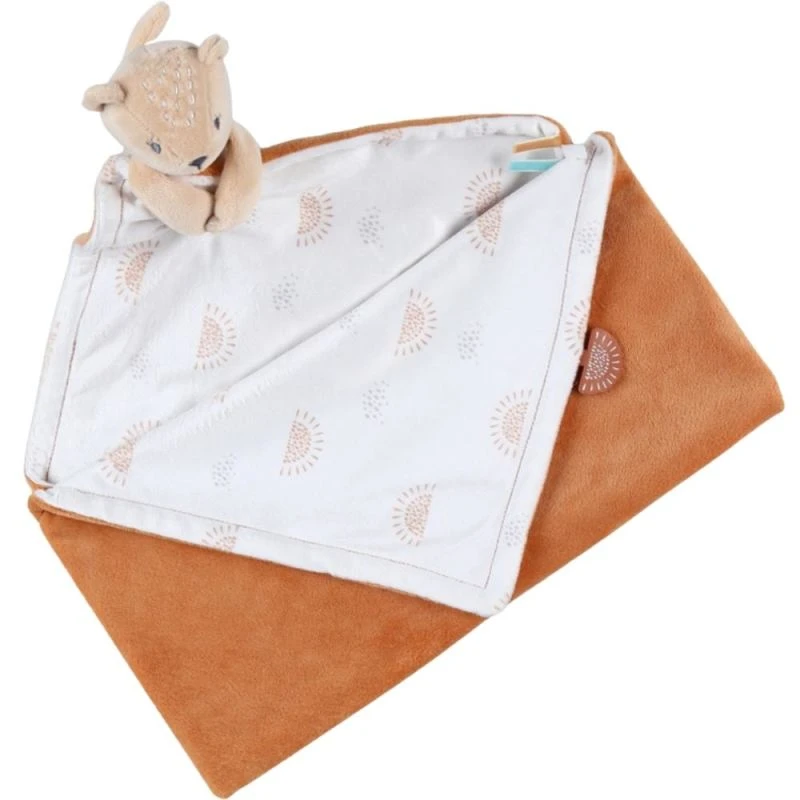 Noukie's - Babou Et Kendi - Doudou Couverture Ours Beige Caramel 50 X 50 Cm 5 Noukie's - Babou Et Kendi - Doudou Couverture Ours Beige Caramel 50 X 50 Cm – Image 3
