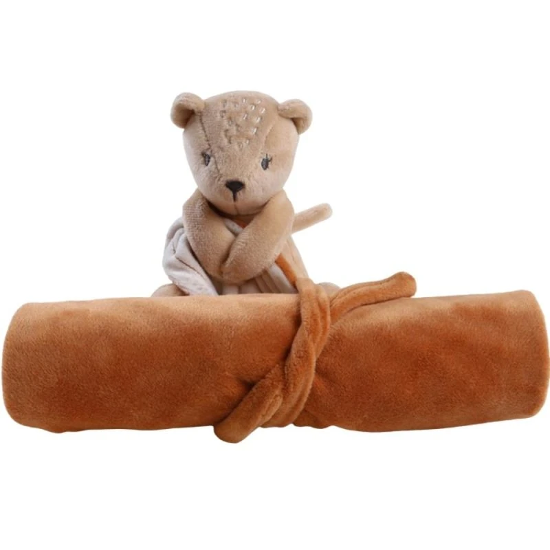 Noukie's - Babou Et Kendi - Doudou Couverture Ours Beige Caramel 50 X 50 Cm 6 Noukie's - Babou Et Kendi - Doudou Couverture Ours Beige Caramel 50 X 50 Cm – Image 4