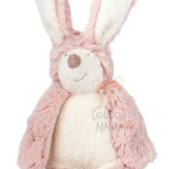 Moulin Roty Collection La Bande à Basile Hochet Doudou Lapin Rose Blanc