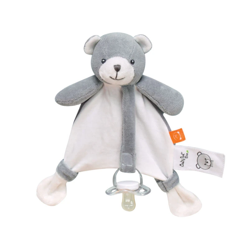 Baby'Nat - Coton BIO - Doudou Attache-sucette Ours Gris 18 Cm 4 Baby'Nat - Coton BIO - Doudou Attache-sucette Ours Gris 18 Cm – Image 2