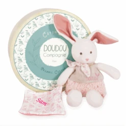 Doudou Et Compagnie - Botanic - Peluche Avec Doudou BIO Lapin Rose 22 Cm