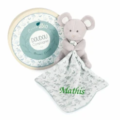 Doudou Et Compagnie - Botanic - Peluche Avec Doudou BIO Souris Vert 15 Cm