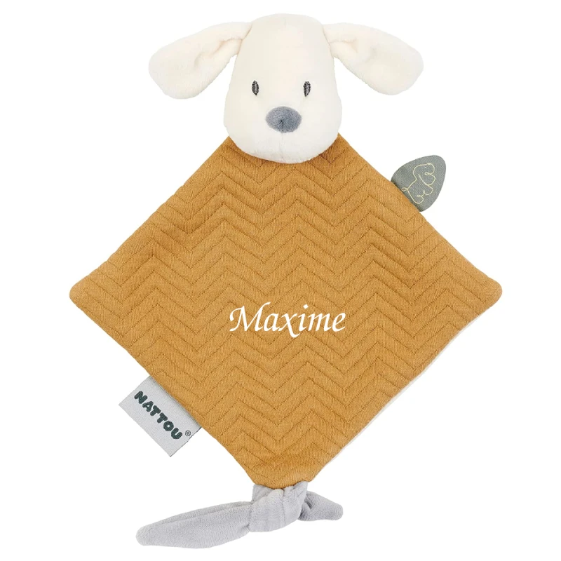 Nattou - Charlie Le Chien - Mini Doudou Plat Marron Caramel Jacquard 20 Cm 3 Nattou - Charlie Le Chien - Mini Doudou Plat Marron Caramel Jacquard 20 Cm