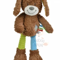 Nicotoy Doudou Chien Marron Vert Bleu Rouge 20 Cm