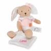 Baby'Nat - Coton BIO - Peluche Avec Doudou Lapin Rose 30 Cm