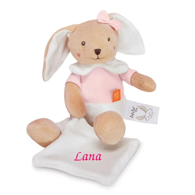 Baby'Nat - Coton BIO - Peluche Avec Doudou Lapin Rose 30 Cm 3 Baby'Nat - Coton BIO - Peluche Avec Doudou Lapin Rose 30 Cm