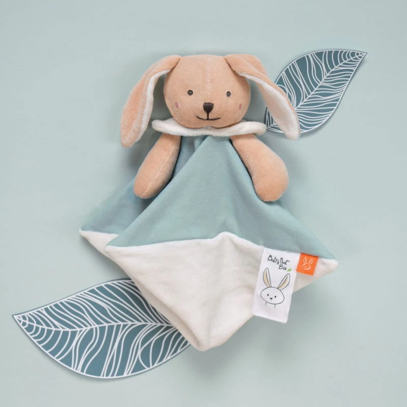 Baby'Nat - Coton BIO - Doudou Plat Lapin Bleu 25 Cm 5 Baby'Nat - Coton BIO - Doudou Plat Lapin Bleu 25 Cm – Image 3
