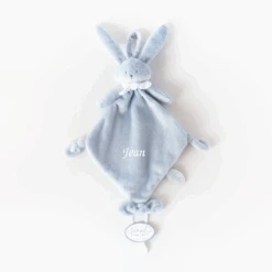 Dimpel - Ella Le Lapin - Doudou Attache-sucette Bleu 25 Cm