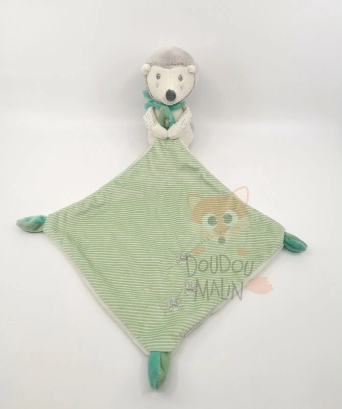 Mots D'enfants Doudou Hérisson Peluche Avec Mouchoir Vert Crème 30 Cm 3 Mots D'enfants Doudou Hérisson Peluche Avec Mouchoir Vert Crème 30 Cm