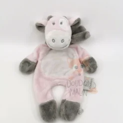 Noukie's - Lola La Vacache Doudou Plat Rose Gris 20 Cm