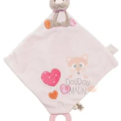 Noukie's Iris & Babette Doudou Plat Dentition Chat Rose Coeur