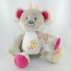 Bebisol Doudou Koala Rose Gris Jaune Fleur Lola
