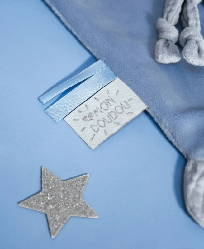 Baby'Nat - Lapin Lange - Doudou Plat Bleu 25 Cm 6 Baby'Nat - Lapin Lange - Doudou Plat Bleu 25 Cm – Image 4