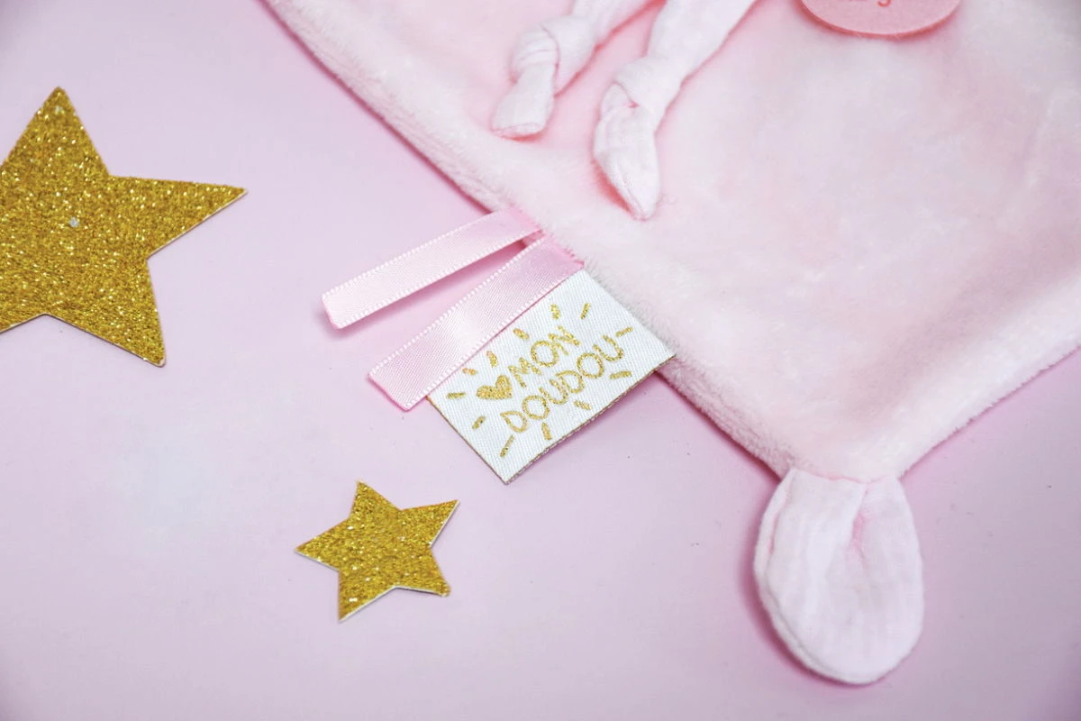 Baby'Nat - Lapin Lange - Doudou Plat Rose 25 Cm 6 Baby'Nat - Lapin Lange - Doudou Plat Rose 25 Cm – Image 4