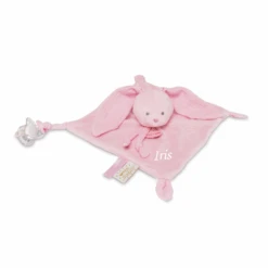 Baby'Nat - Lapin Lange - Doudou Plat Rose 25 Cm