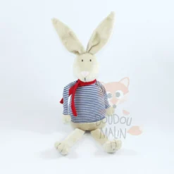 Bout'chou Doudou Lapin Marinière Bleu Rouge Beige