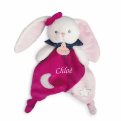Baby'Nat - Les Luminescents - Doudou Plat Lapin Rose