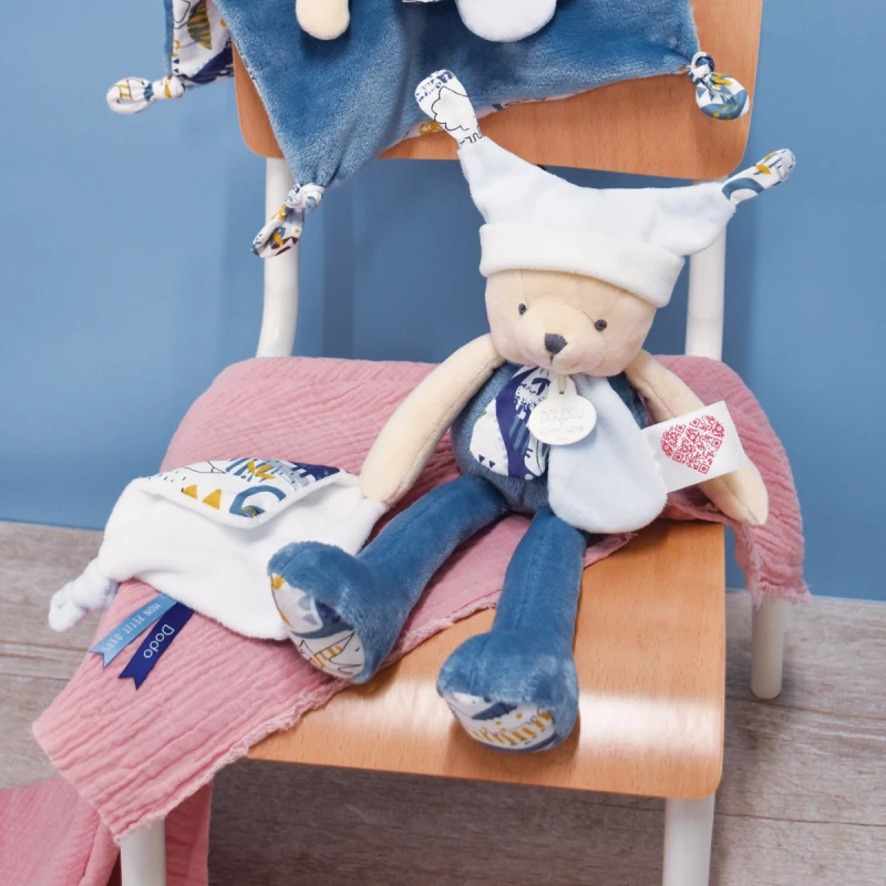 Doudou Et Compagnie - Les Petits Fûtés - Ours Pantin à Histoire Bleu 35 Cm 3 Doudou Et Compagnie - Les Petits Fûtés - Ours Pantin à Histoire Bleu 35 Cm
