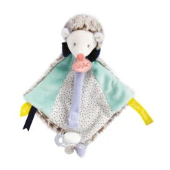 Baby'Nat - Les Super Doudous - Attache-sucette Hérisson Bleu 20 Cm