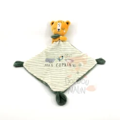 Mots D'enfants Doudou Lion Guépard Beige Vert Mes Copains 30 Cm