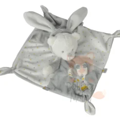 Max & Sax Doudou Plat Ours Lapin Gris Blanc étoile