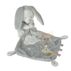 Max & Sax Doudou Mouchoir Lapin Ours Gris Blanc Nuage