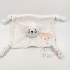 Bout'chou Monoprix Doudou Plat Chat Blanc étoile 22 Cm