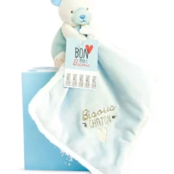 Doudou Et Compagnie - Doudou Mouchoir Bisous Chaton Ours Bleu
