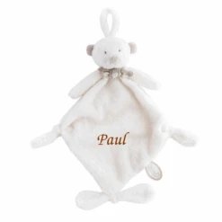 Dimpel - Noann L'ours - Doudou Avec Attache-sucette Blanc 25 Cm