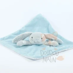 Obaïbi Doudou Plat Lapin Bleu Gris