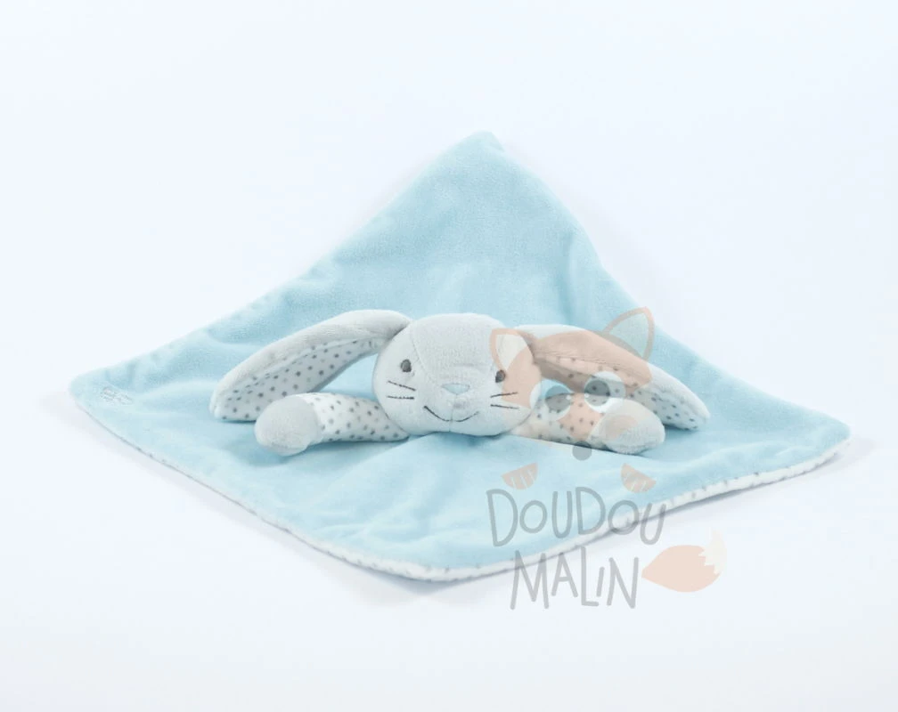 Obaïbi Doudou Plat Lapin Bleu Gris 3 Obaïbi Doudou Plat Lapin Bleu Gris