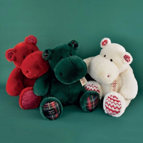 Histoire D'ours - Peluche Hippopotame Blanc Noël 40 Cm 4 Histoire D'ours - Peluche Hippopotame Blanc Noël 40 Cm – Image 2