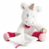 Baby'Nat - Poussière D'étoiles - Peluche Mouchoir Licorne Rose Blanc 35 Cm -Magasin De Jouets peluche20licorne20rose20blanc20or20arc20en20ciel