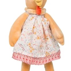 Moulin Roty La Grande Famille Félicie La Poule Peluche Robe Orange 30 Cm