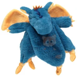 Orchestra Prémaman Doudou Plat Dragon Bleu Jaune 25 Cm