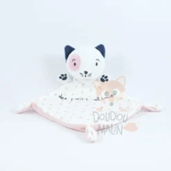 Mots D'enfants Doudou Plat Chat Rose Blanc Bleu Des Petits Calins