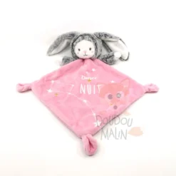 Mots D'enfants Doudou Plat Luminescent Ours Déguisé En Lapin Rose Douce Nuit 30 Cm