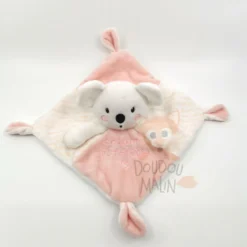 Mots D'enfants Doudou Plat Souris Rose Blanc édition Limitée 25 Cm
