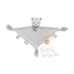 Bout'chou Doudou Plat Triangle Ours Gris Bleu