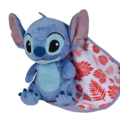 Disney Stitch Peluche Dans Sa Couverture Bleu Rouge 25 Cm