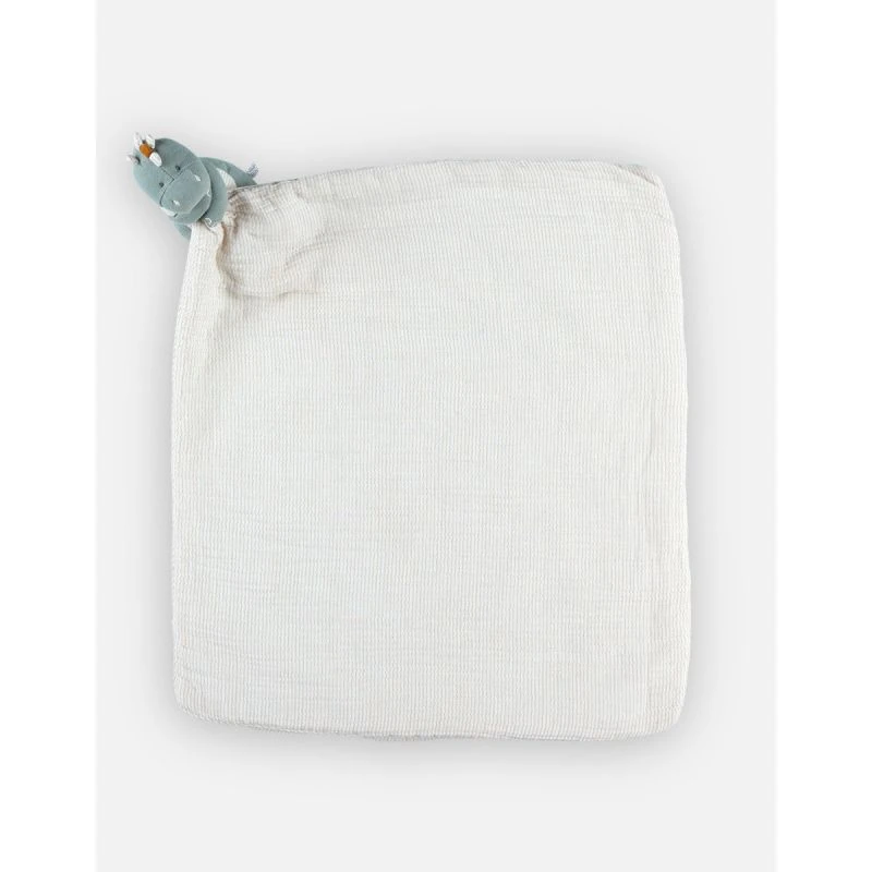 Noukie's - Tiga Stegi Et Ops - Doudou Couverture Mousseline Coton Dinosaure Vert 50 X 50 CM 5 Noukie's - Tiga Stegi Et Ops - Doudou Couverture Mousseline Coton Dinosaure Vert 50 X 50 CM â Image 3