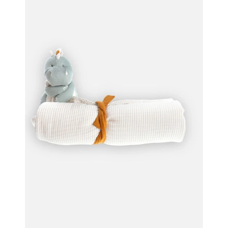 Noukie's - Tiga Stegi Et Ops - Doudou Couverture Mousseline Coton Dinosaure Vert 50 X 50 CM 3 Noukie's - Tiga Stegi Et Ops - Doudou Couverture Mousseline Coton Dinosaure Vert 50 X 50 CM