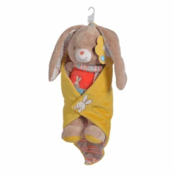 Nicotoy Twiny Peluche Couverture Lapin Beige Jaune