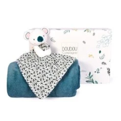 Doudou Et Compagnie - Yoca Le Koala - Set Doudou + Couverture Plaid Bleu 70 X 100 CM