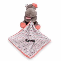Baby'Nat - Zoé L'hippo - Peluche Avec Doudou Rose 18 Cm