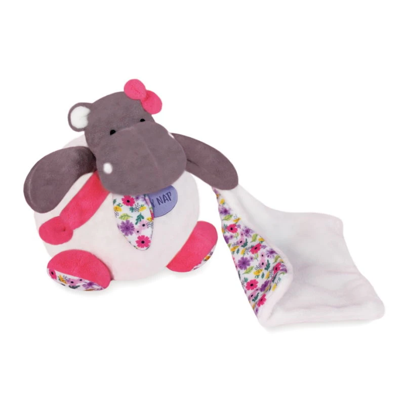 Baby'Nat - Zoé L'hippo - Peluche Avec Doudou Rose Blanc Liberty 18 Cm 3 Baby'Nat - Zoé L'hippo - Peluche Avec Doudou Rose Blanc Liberty 18 Cm